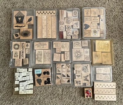 ОТЛИЧНАЯ ИДЕЯ ПОДАРКА! Большой лот из 120+ резиновых штампов на деревянных блоках Stampin' Up, Dot's - Изображение 1 из 4