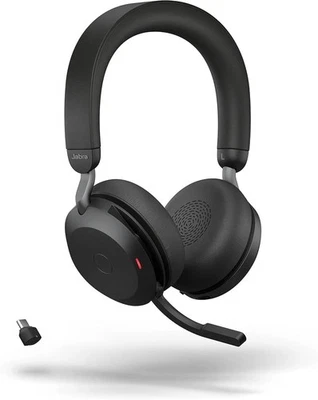 New Jabra Evolve2 75 Wireless Stereo Headset w/ ANC & USB-C UC Adapter – Black - Image 1 of 4