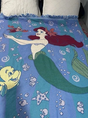 Vintage Beacon Disney The Little Mermaid Woven Ariel Tapestry Throw 50”x 60” - Image 1 of 4