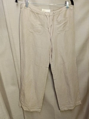 Michael Kors: Linen & Silk - Tan - Size 4 - Front Tie, Wide Leg w/ pockets Pants - Image 1 of 4