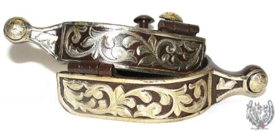 Western Ball End Spurs - Brown Iron and Silver Floral - Womens - Image 1 of 4