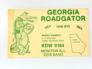 Vintage QSL Card Ham CB Amateur Radio Georgia Roadgator Buddy Ozment Rome GA - Foto 1 di 2
