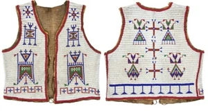 Vecchio gilet americano stile Sioux completamente con perline Powwow Regalia perline PRV235 - Foto 1 di 3