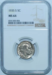 1935 S NGC MS64 Buffalo Nickel - Picture 1 of 2
