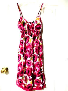 $34 Derek Heart XS Pink Floral Dress Womens Spaghetti Strap Baby Doll Fuschia - Picture 1 of 6