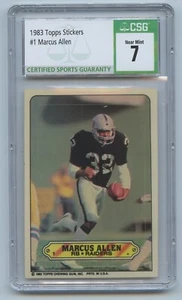 1983 Topps #1 Marcus Allen Sticker Rookie CSG 7 Near Mint - Picture 1 of 2