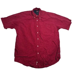 Wrangler Shirt Mens Medium Red Plaid Short Sleeve Button Down Cool River Cotton - Foto 1 di 9