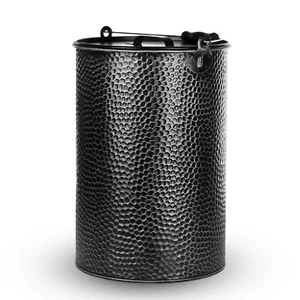 25 Liter Eimer Metall verzinkt-gehämmert Ascheeimer Ascheimer Mülleimer schwarz - Bild 1 von 3