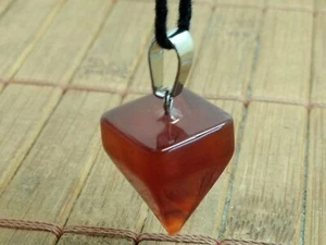 Pendentif CORNALINE pointe carre style pendule + cordon reglable reiki - Picture 1 of 2