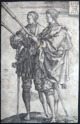 ALDEGREVER FACKELTRÄGER HOCHZEITSTÄNZER KUPFERSTICH MONOGRAMM SIGNIERT JAHR 1538 - Bild 1 von 4
