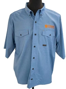 ARIAT REBAR Shirt Mens XLT Slate Blue Button Down Short Sleeve Shirt READ - Picture 1 of 8