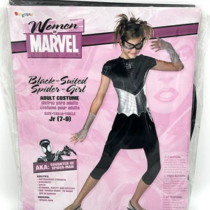 Spider Girl Black Suited 7-9 Women Of marvel Costume Halloween Juniors New - Picture 1 of 4