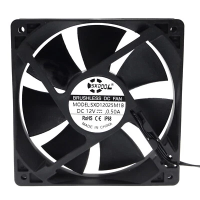 120X120X25mm 3P 3-Pin Dual Ball 120mm 12cm Waterproof Dustproof IP68 Cooling Fan - Image 1 of 4