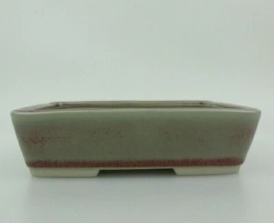 Japanese Bonsai pot SEIKO 青香 signed Gray glazed Rectangle SESSOKU w5.7" *1359 - Image 1 of 4