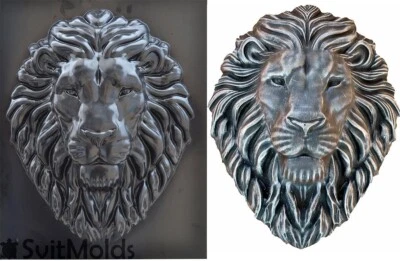 Mold Lion 2D DIY Plaque King of The Beasts Concrete Mould Form Lion D61 - Image 1 of 4