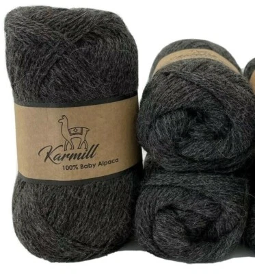 Alpaca Wool Skeins 100% Baby Alpaca Yarn Sport Weight Lot of 3 Dark Gray 4040 - Image 1 of 4