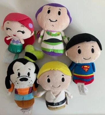Hallmark Itty Bittys Lot of 5 Plush Toys Disney Marvel Star Wars Superman Ariel - Image 1 of 4
