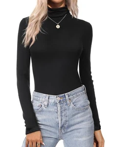 Women's Turtleneck Long Sleeve Shirts Fall Fashion Lightweight Base Layer Sol... - Picture 1 of 6