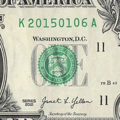 JAN 06 2015 Date Note Fancy Serial Number One Dollar Bill 01 06 2015 - Image 1 of 4