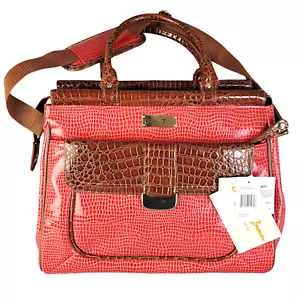 Samantha Brown Carry On Weekender Travel Tote Watermelon/Camel Croc Embossed - Picture 1 of 18