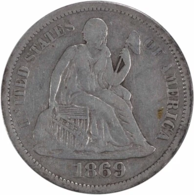 1869-S Liberty Seated Silver Dime VF Uncertified #140 - Image 1 of 2