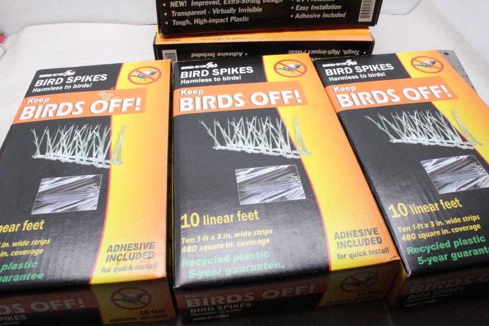Bird-X Plastic Polycarbonate Bird Spikes Kit With Adhesive Glue Covers 10 Feet