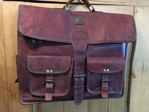 Vintage Cuero Leather Briefcase 18" with 12 Compartments Leather Shoulder Strap - Picture 1 of 6