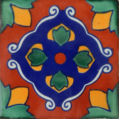 Mexican Tile Folk Art Handmade Talavera Backsplash Handpainted Mosaic # C337 - Image 1 of 2