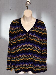 Modcloth “Modern Edges” Zigzag Henley Stripe Sweater Size 1X EUC!!