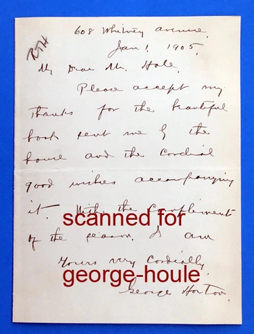 GEORGE HORTON - LETTER - AUTOGRAPH - 1905 - DIPLOMAT - AUTHOR - BLIGHT OF ASIA Cover