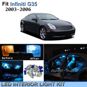 11pc Bright Ice Blue Interior LED Light Package Kit For 03-06 Infiniti G35 Sedan - Picture 1 of 10