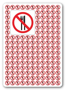 NO COMIDA/COMER, señales de salud y seguridad, advertencia, primeros auxilios [100No, 50x50mm] - Imagen 1 de 4