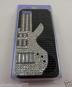 Guitar Case cover for iPhone 5 iPhone 5 faux crystal bling black clear - Picture 1 of 2
