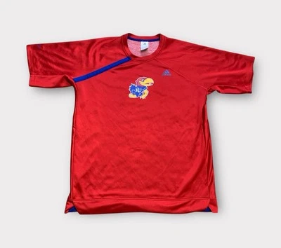 Camisa de calentamiento Adidas Kansas Jayhawks para hombre talla L roja manga corta KU baloncesto Foto 1 de 4