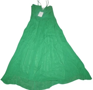 NWT A.L.C. ALC Spaghetti Strap Green 100% Silk Dress Women's Size 12 - Picture 1 of 8