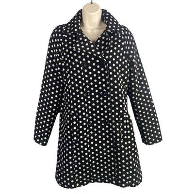 Vintage Y2k Polka Dot Double Breasted Pea Coat Womens Small Preppy Twee Retro - Image 1 of 4