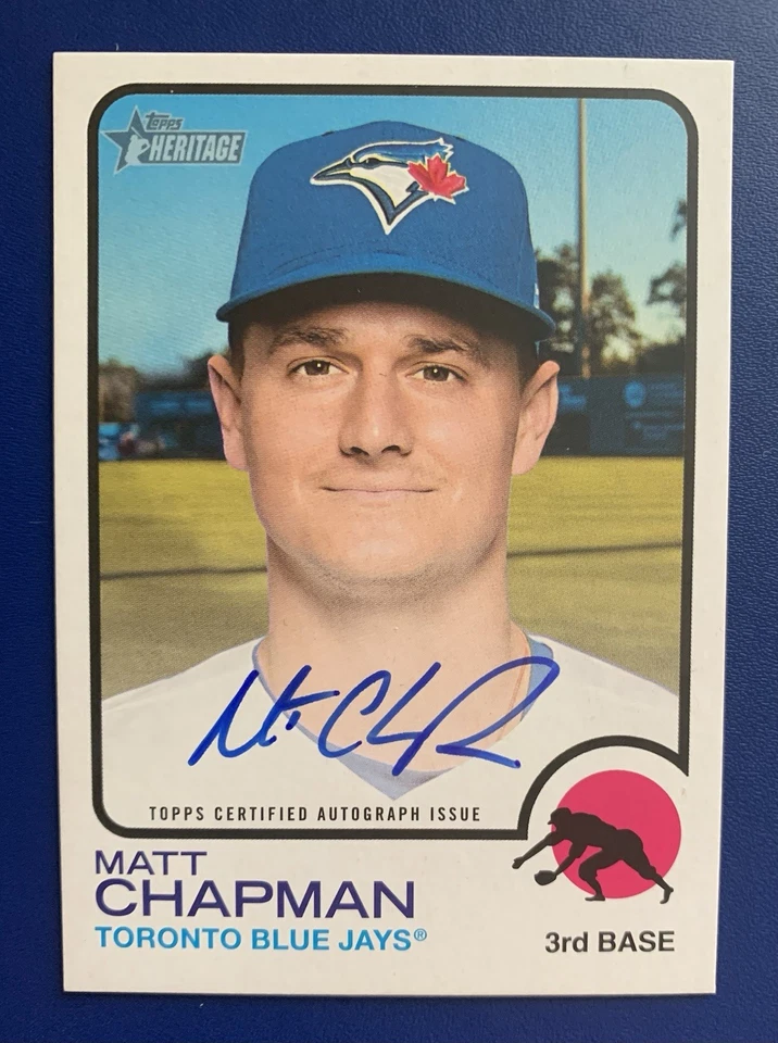 2022 Topps Heritage High Number Matt Chapman REAL ONE AUTO Blue Jays - Image 1 of 2