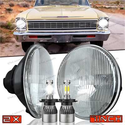 Faro LED redondo de 7" haz alto/bajo apto para Chevrolet Chevy II/Nova 1969-1979 Foto 1 de 4