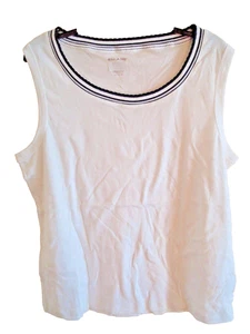 Ladies Tank Top White Size XL (16-18) Scallop Neck Cotton NEW - Picture 1 of 2