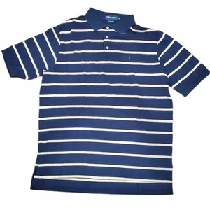 Polo Ralph Lauren Mens Golf Polo Shirt Blue Striped Hi Lo Hem Pima Cotton XL - Picture 1 of 5