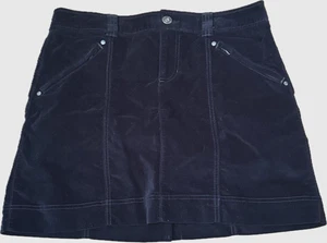 Athleta Rock angerauter Samt Gr. 12 Roseville schwarz kurz A-Linie Reißverschluss vorne Tasche - Bild 1 von 7