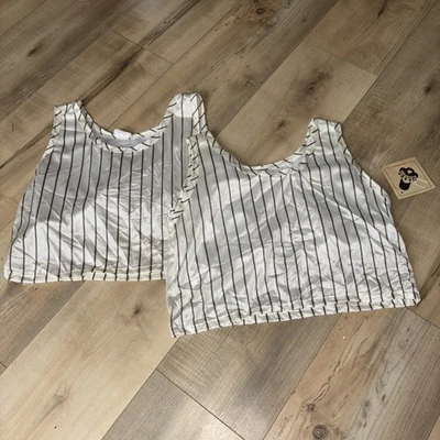 Vintage Lot Of 2 Marko 100% Nylon Women’s Cropped Athletic Tank White/Taupe Med - Image 1 of 4