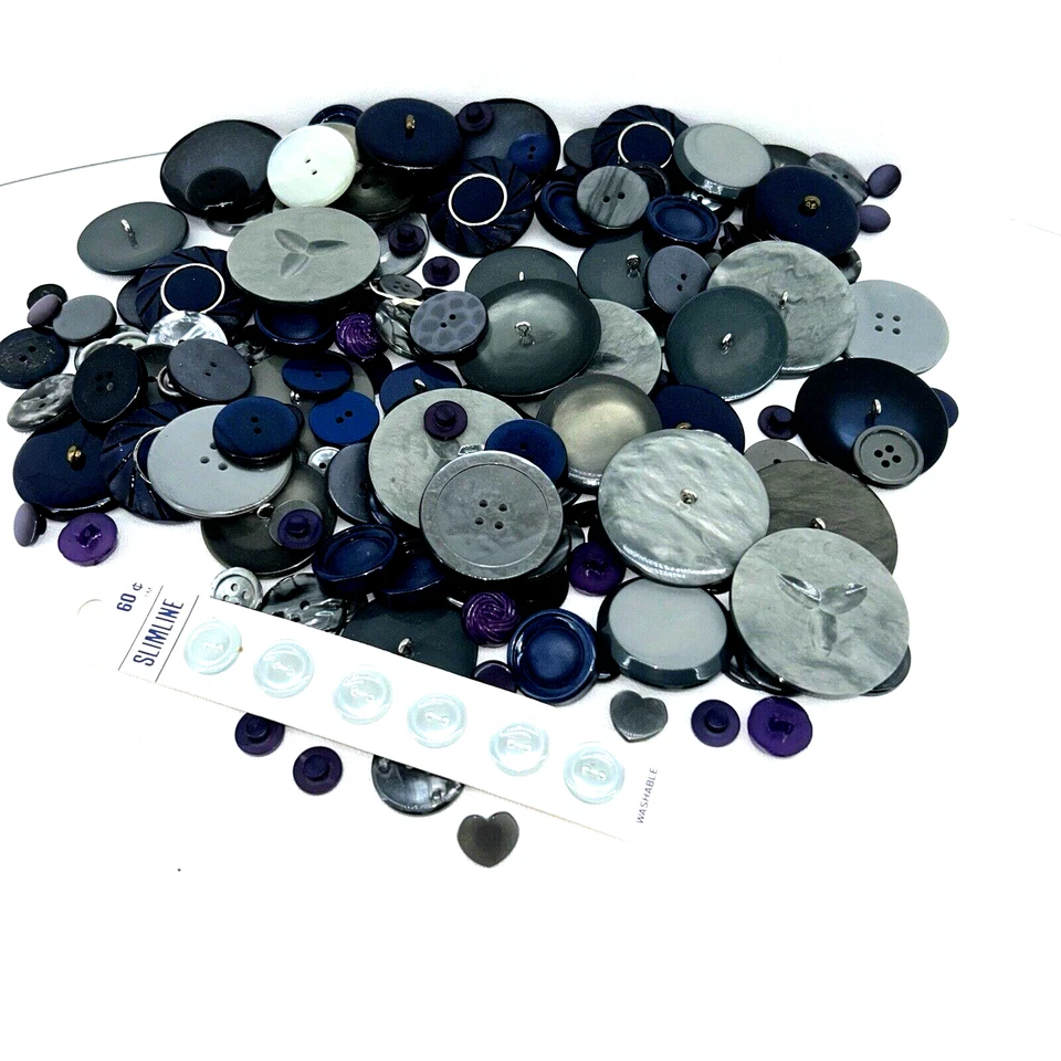 Lote de botones surtidos mezcla vintage de diferentes estilos de tamaño color azul-gris Foto 1 de 4