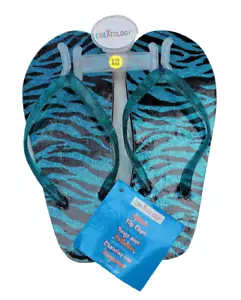 "CHANCLAS CREATOLÓGICAS TAMAÑO NIÑO ESTAMPADO DE TIGRE AZUL Y NEGRO AGUA - TALLA XXS 8,5""" - Imagen 1 de 1