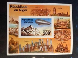 Níger 1976 bloque zeppelin dirigibles sin fijasellos - Imagen 1 de 1