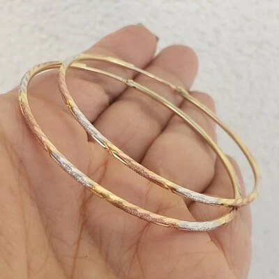large Big 14k yellow white rose gold hoop earrings 2.25 inches long - Image 1 of 4