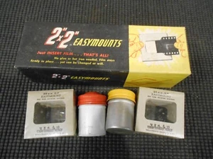 Vintage 2x2 Mounts (sealed) Original Box & Two 35mm Film Cans - Picture 1 of 7