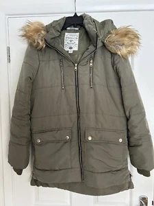 Ladies Tokyo Laundry Khaki Parka with Fur Hood, Size 12 Excellent Condition. - Picture 1 of 8