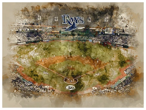Tampa Bay Rays Poster Watercolor Art Print Man Cave Decor 12x16" Cover