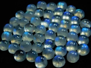 12 piezas. AAA+ Cabujones redondos de alta calidad azul llamativo blanco arco iris piedra lunar 5 mm - Imagen 1 de 6